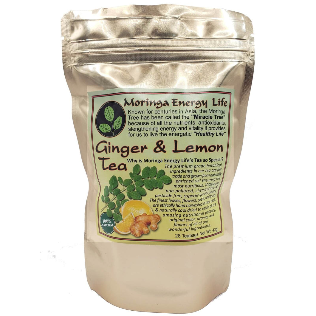 Moringa Ginger Lemon Tea Bags (28 teas) - Moringa Energy Life