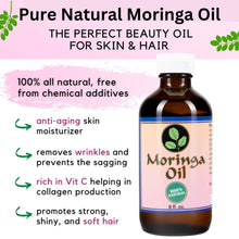 Load image into Gallery viewer, Moringa Oil 8oz Glass Bottle - 100% Pure, Cold - Pressed, Food Grade Edible - Moringa Energy Life
